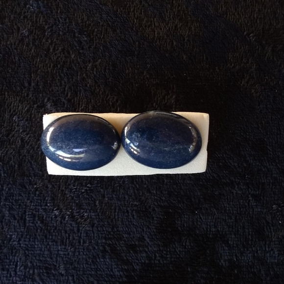 Vintage - Rare Lapis Lazuli  Oval Post Earrings - Picture 2 of 4